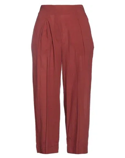 Alessia Santi Woman Pants Brick Red Size 6 Cotton