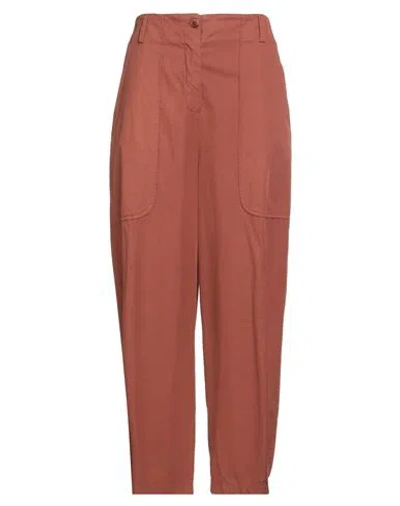 Alessia Santi Woman Pants Brown Size 12 Linen, Cotton, Elastane