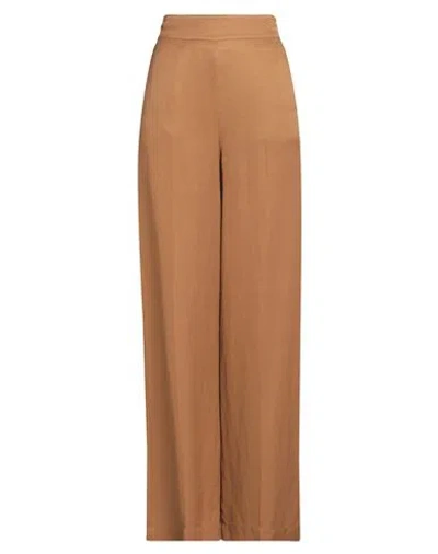 Alessia Santi Woman Pants Brown Size 6 Viscose, Linen