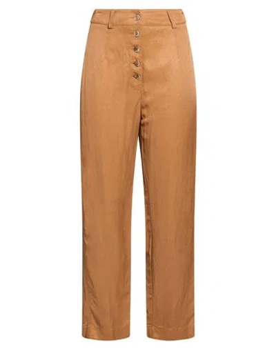 Alessia Santi Woman Pants Camel Size 2 Viscose, Linen In Beige