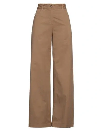 Alessia Santi Woman Pants Camel Size 8 Cotton, Elastane In Beige