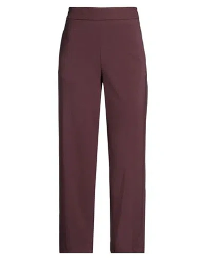 Alessia Santi Woman Pants Chocolate Brown Size 12 Polyester, Elastane In Burgundy