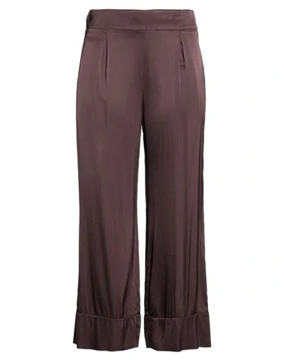 Alessia Santi Woman Pants Chocolate Brown Size 12 Viscose, Elastane In Burgundy