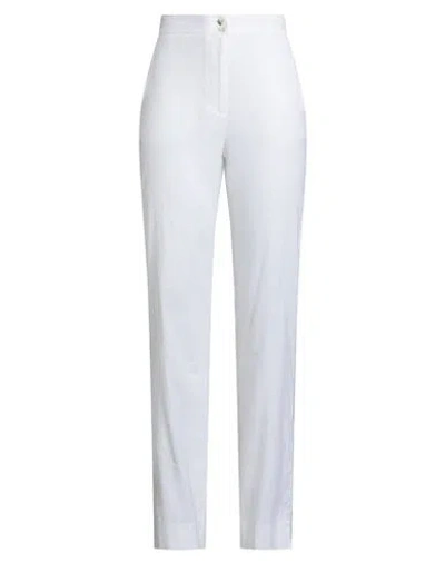 Alessia Santi Woman Pants Ivory Size 6 Linen, Viscose, Elastane In White