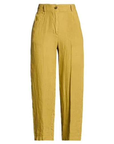 Alessia Santi Woman Pants Khaki Size 4 Linen In Yellow