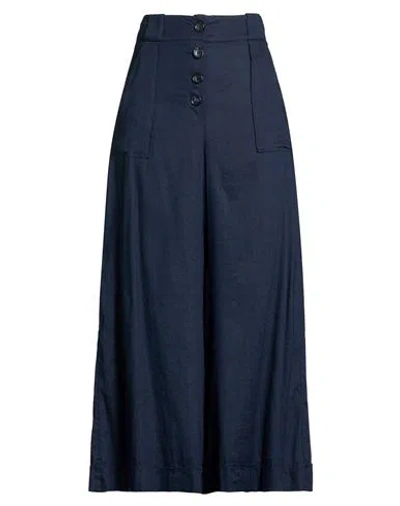 Alessia Santi Woman Pants Midnight Blue Size 10 Linen, Viscose, Elastane