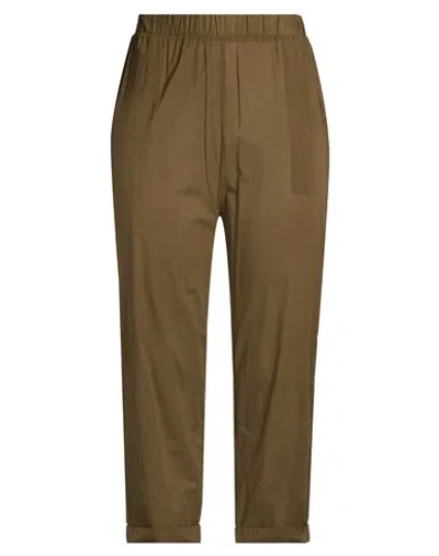 Alessia Santi Woman Pants Military Green Size 10 Cotton In Brown