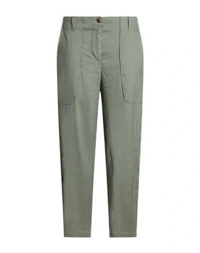 Alessia Santi Woman Pants Military Green Size 10 Linen, Viscose, Elastane