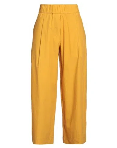 Alessia Santi Woman Pants Mustard Size 6 Cotton In Yellow