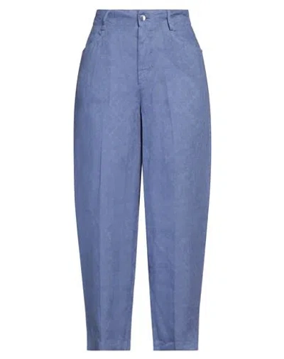 Alessia Santi Woman Pants Navy Size 10 Linen In Blue