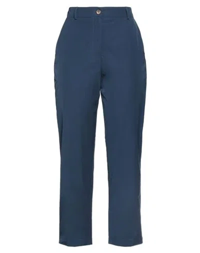 Alessia Santi Woman Pants Navy Size 6 Polyester, Cotton In Navy Blue
