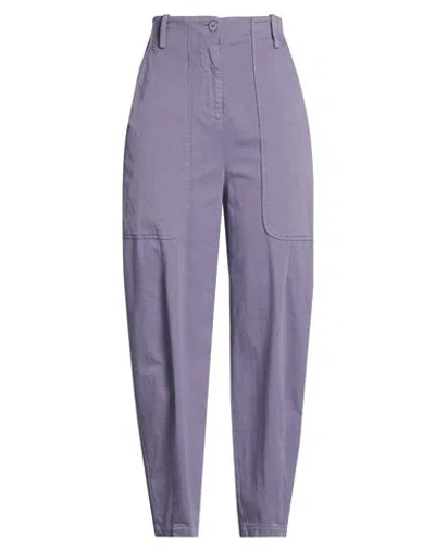 Alessia Santi Woman Pants Purple Size 10 Cotton, Elastane