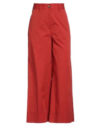 Alessia Santi Woman Pants Rust Size 10 Cotton, Polyester, Elastane In Red