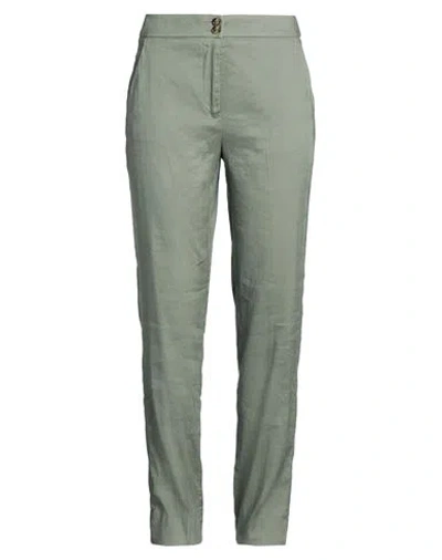 Alessia Santi Woman Pants Sage Green Size 8 Linen, Viscose, Elastane