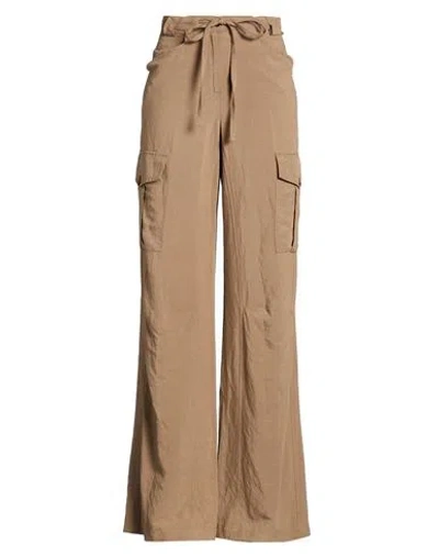 Alessia Santi Woman Pants Sand Size 6 Viscose, Linen In Brown