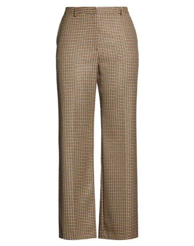 Alessia Santi Woman Pants Sand Size 8 Polyester, Viscose, Elastane, Metal Fiber In Brown