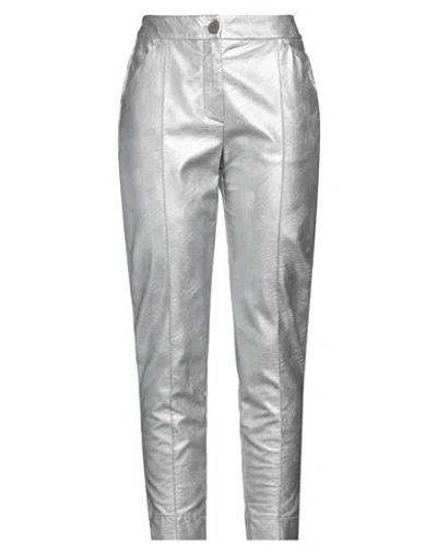 Alessia Santi Woman Pants Silver Size 8 Viscose, Polyurethane Resin