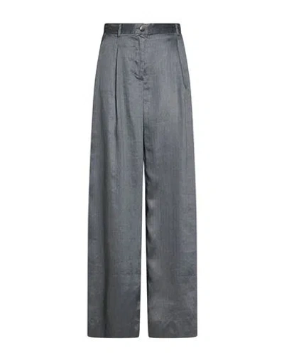 Alessia Santi Woman Pants Slate Blue Size 2 Linen, Polyamide, Polyester