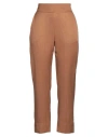 Alessia Santi Woman Pants Tan Size 6 Viscose, Linen In Brown