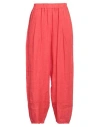 Alessia Santi Woman Pants Tomato Red Size 6 Linen