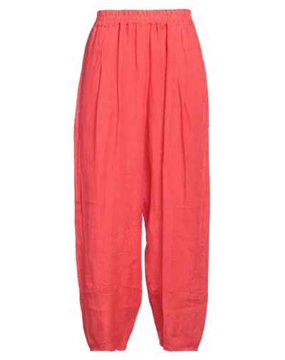 Alessia Santi Woman Pants Tomato Red Size 6 Linen