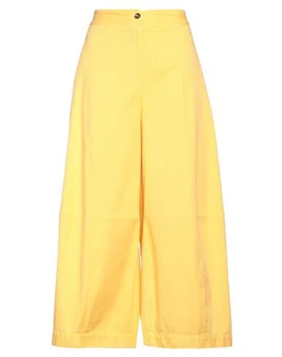 Alessia Santi Woman Pants Yellow Size 6 Cotton, Elastane