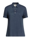 Alessia Santi Woman Polo Shirt Navy Blue Size 8 Linen In Navy Blue