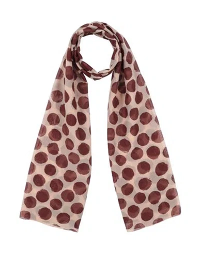 Alessia Santi Woman Scarf Beige Size - Cotton, Silk In Burgundy