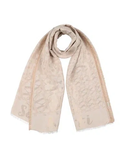 Alessia Santi Woman Scarf Beige Size - Cotton, Viscose, Metallic Fiber In Sand