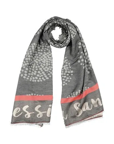 Alessia Santi Woman Scarf Black Size - Cotton, Viscose, Metallic Fiber In Multi