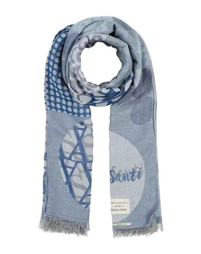 Alessia Santi Woman Scarf Blue Size - Cotton, Polyester, Modal In Multi