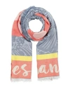Alessia Santi Woman Scarf Coral Size - Cotton, Viscose, Metallic Fiber In Red