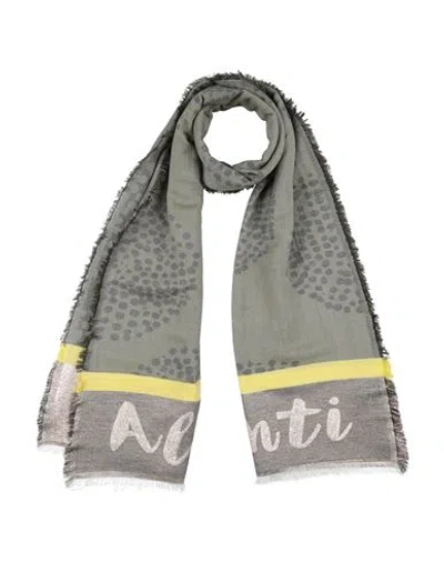 Alessia Santi Woman Scarf Military Green Size - Cotton, Viscose, Metal In Gray