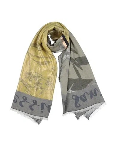 Alessia Santi Woman Scarf Military Green Size - Cotton, Viscose, Metallic Fiber In Gray