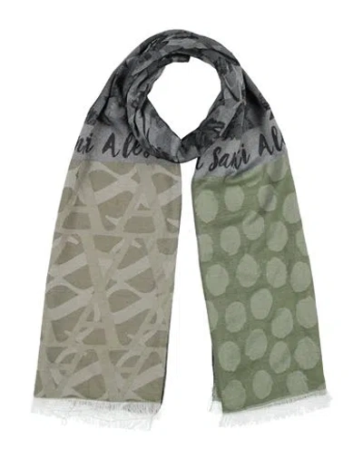 Alessia Santi Woman Scarf Military Green Size - Polyester, Viscose, Cotton