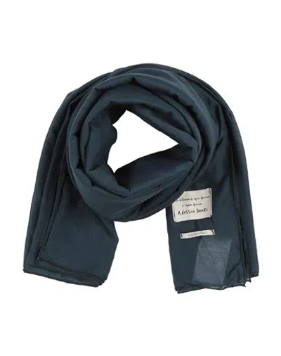 Alessia Santi Woman Scarf Navy Size - Cotton, Silk In Blue