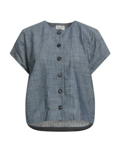 Alessia Santi Woman Shirt Blue Size 10 Cotton