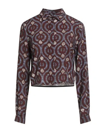 Alessia Santi Woman Shirt Chocolate Brown Size 8 Viscose