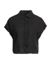 ALESSIA SANTI ALESSIA SANTI WOMAN SHIRT DARK BROWN SIZE 10 LINEN
