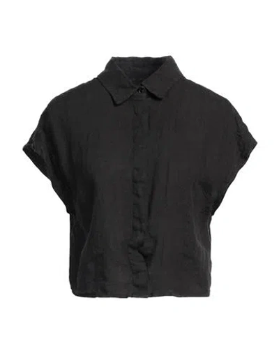 Alessia Santi Woman Shirt Dark Brown Size 10 Linen