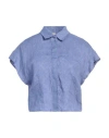 Alessia Santi Woman Shirt Pastel Blue Size 8 Linen In Blue