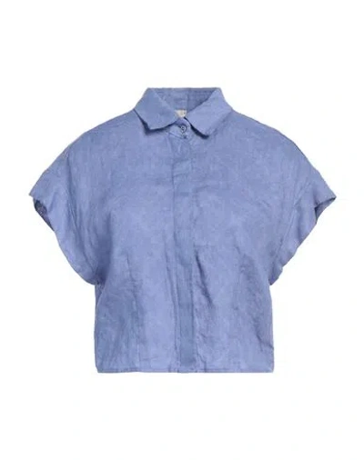Alessia Santi Woman Shirt Pastel Blue Size 8 Linen
