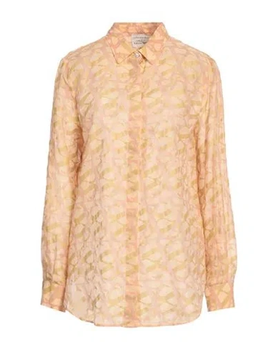 Alessia Santi Woman Shirt Sand Size 6 Cotton, Silk In Orange