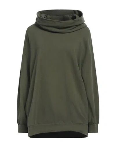 Alessia Santi Woman Sweatshirt Military Green Size 2 Cotton, Elastane