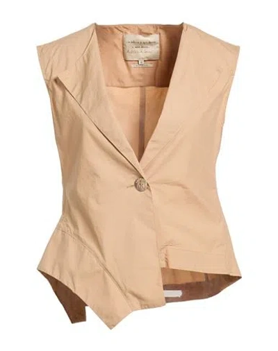 Alessia Santi Woman Tailored Vest Beige Size 8 Cotton In Neutral