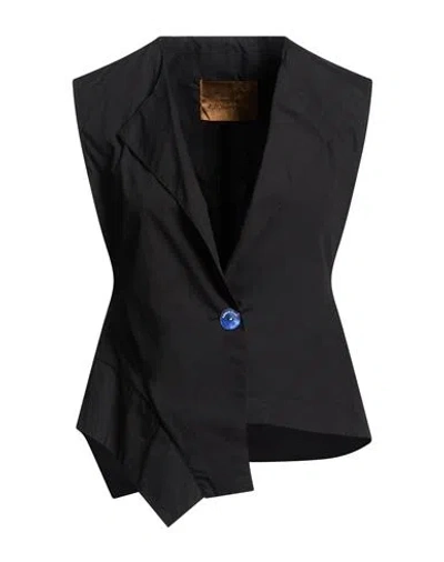 Alessia Santi Woman Tailored Vest Black Size 8 Cotton