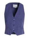 Alessia Santi Woman Tailored Vest Dark Purple Size 4 Linen, Cotton, Elastane In Purple