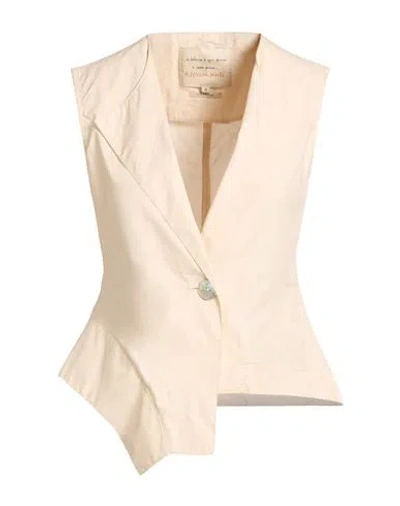 Alessia Santi Woman Tailored Vest Sand Size 4 Cotton In Multi