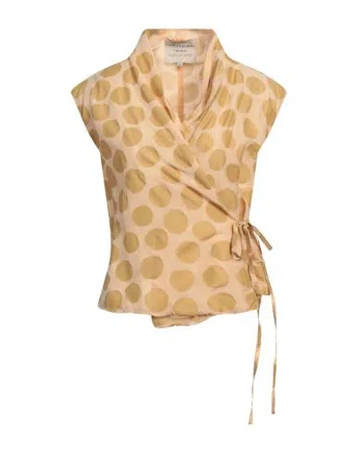 Alessia Santi Woman Top Beige Size 12 Cotton, Silk