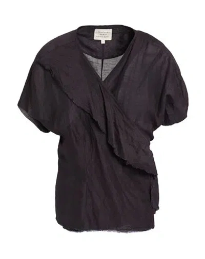 Alessia Santi Woman Top Black Size 10 Linen, Viscose, Modal